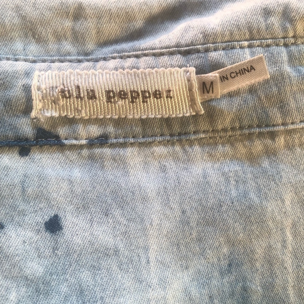 💙BLU Pepper Anthropologie Tie Dye Denim Shirt Dress Tunic - Picture 8 of 8